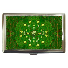 Lotus Bloom In Gold And A Green Peaceful Surrounding Environment Cigarette Money Case by pepitasart