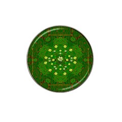 Lotus Bloom In Gold And A Green Peaceful Surrounding Environment Hat Clip Ball Marker (4 Pack) by pepitasart