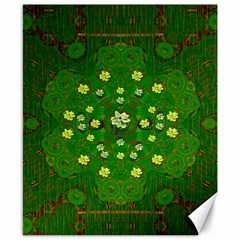 Lotus Bloom In Gold And A Green Peaceful Surrounding Environment Canvas 8  X 10  by pepitasart