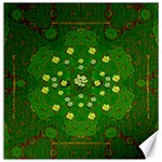 Lotus Bloom In Gold And A Green Peaceful Surrounding Environment Canvas 16  x 16  15.2 x15.41  Canvas - 1