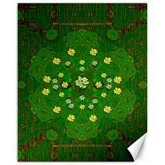 Lotus Bloom In Gold And A Green Peaceful Surrounding Environment Canvas 16  X 20  by pepitasart