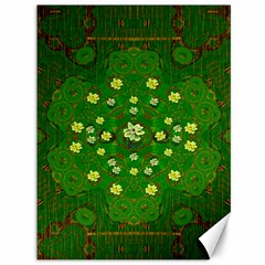 Lotus Bloom In Gold And A Green Peaceful Surrounding Environment Canvas 36  X 48  by pepitasart