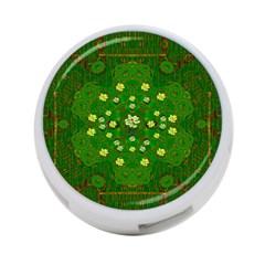 Lotus Bloom In Gold And A Green Peaceful Surrounding Environment 4-port Usb Hub (one Side) by pepitasart