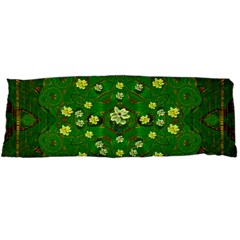 Lotus Bloom In Gold And A Green Peaceful Surrounding Environment Body Pillow Case Dakimakura (two Sides) by pepitasart