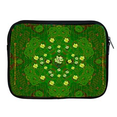 Lotus Bloom In Gold And A Green Peaceful Surrounding Environment Apple Ipad 2/3/4 Zipper Cases by pepitasart