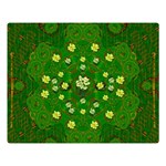 Lotus Bloom In Gold And A Green Peaceful Surrounding Environment Premium Plush Fleece Blanket (Large) 80 x60  Blanket Front