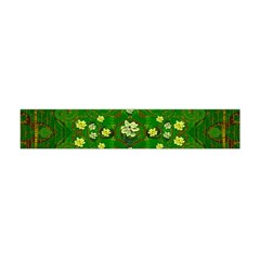 Lotus Bloom In Gold And A Green Peaceful Surrounding Environment Flano Scarf (mini) by pepitasart