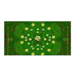 Lotus Bloom In Gold And A Green Peaceful Surrounding Environment Satin Wrap 35  x 70  Front