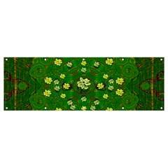 Lotus Bloom In Gold And A Green Peaceful Surrounding Environment Banner And Sign 12  X 4 