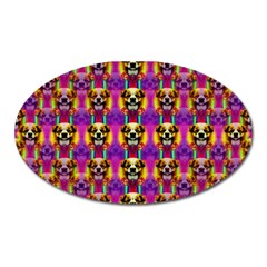 Cute Small Dogs With Colorful Flowers Oval Magnet by pepitasart