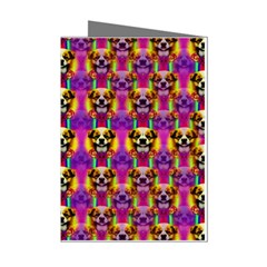 Cute Small Dogs With Colorful Flowers Mini Greeting Cards (pkg Of 8) by pepitasart