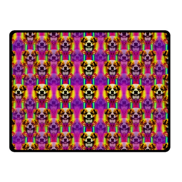 Cute Small Dogs With Colorful Flowers Fleece Blanket (Small)