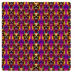 Cute Small Dogs With Colorful Flowers Uv Print Square Tile Coaster  by pepitasart