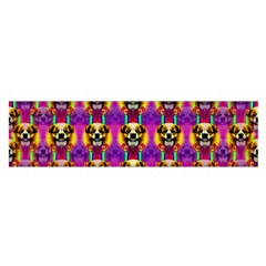 Cute Small Dogs With Colorful Flowers Oblong Satin Scarf (16  X 60 ) by pepitasart