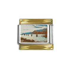 Lake Garda Gold Trim Italian Charm (9mm)