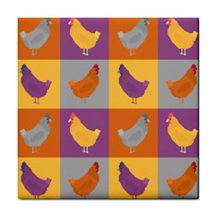 Chickens Pixel Pattern - Version 1a Tile Coaster