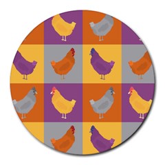 Chickens Pixel Pattern - Version 1a Round Mousepad by wagnerps