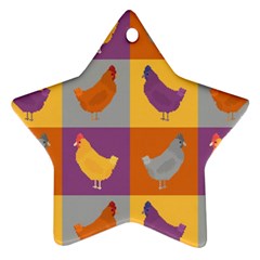 Chickens Pixel Pattern - Version 1a Ornament (star)