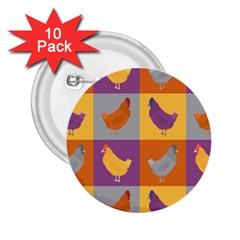 Chickens Pixel Pattern - Version 1a 2 25  Buttons (10 Pack) 