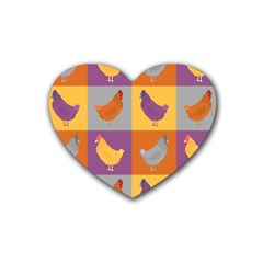 Chickens Pixel Pattern - Version 1a Rubber Coaster (heart) by wagnerps