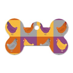 Chickens Pixel Pattern - Version 1a Dog Tag Bone (two Sides) by wagnerps