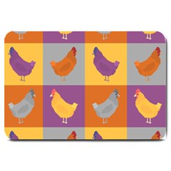 Chickens Pixel Pattern - Version 1a Large Doormat by wagnerps