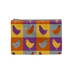 Chickens Pixel Pattern - Version 1a Cosmetic Bag (medium) by wagnerps