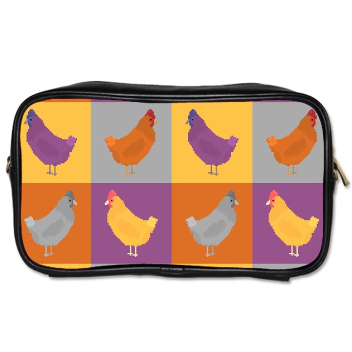 Chickens Pixel Pattern - Version 1a Toiletries Bag (Two Sides)