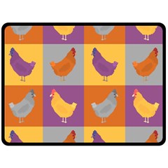 Chickens Pixel Pattern - Version 1a One Side Fleece Blanket (large) by wagnerps