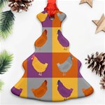 Chickens Pixel Pattern - Version 1a Christmas Tree Ornament (Two Sides) Front