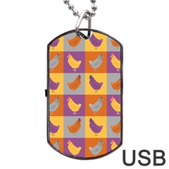 Chickens Pixel Pattern - Version 1a Dog Tag Usb Flash (two Sides) by wagnerps