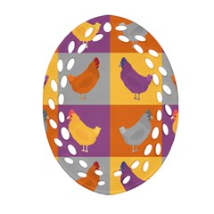 Chickens Pixel Pattern - Version 1a Ornament (oval Filigree)