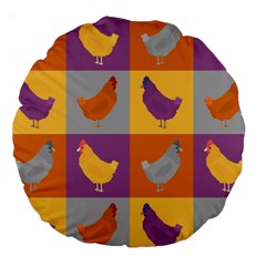 Chickens Pixel Pattern - Version 1a Large 18  Premium Round Cushions by wagnerps