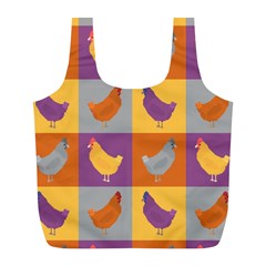 Chickens Pixel Pattern - Version 1a Full Print Recycle Bag (l)