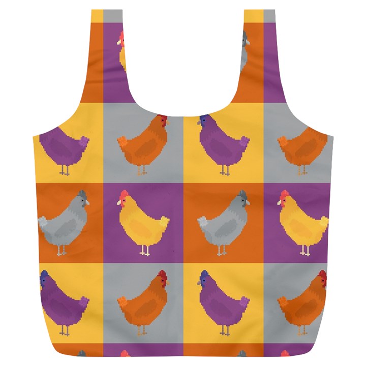 Chickens Pixel Pattern - Version 1a Full Print Recycle Bag (XL)