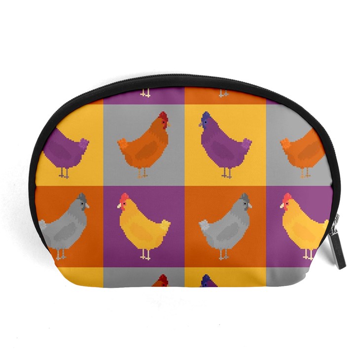 Chickens Pixel Pattern - Version 1a Accessory Pouch (Large)