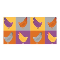 Chickens Pixel Pattern - Version 1a Satin Wrap 35  X 70 