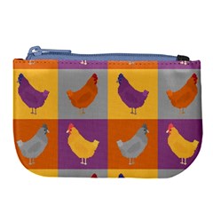 Chickens Pixel Pattern - Version 1a Large Coin Purse by wagnerps