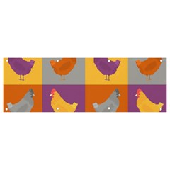 Chickens Pixel Pattern - Version 1a Banner And Sign 9  X 3  by wagnerps