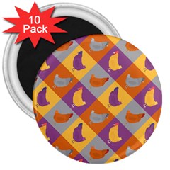 Chickens Pixel Pattern - Version 1b 3  Magnets (10 Pack)  by wagnerps