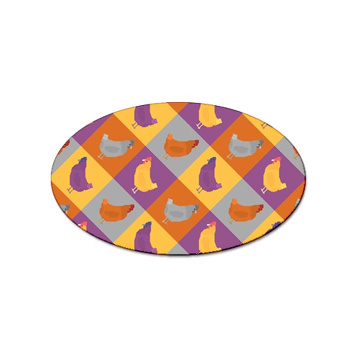 Chickens Pixel Pattern - Version 1b Sticker Oval (10 pack)