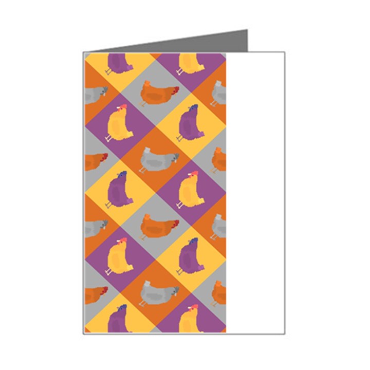 Chickens Pixel Pattern - Version 1b Mini Greeting Card