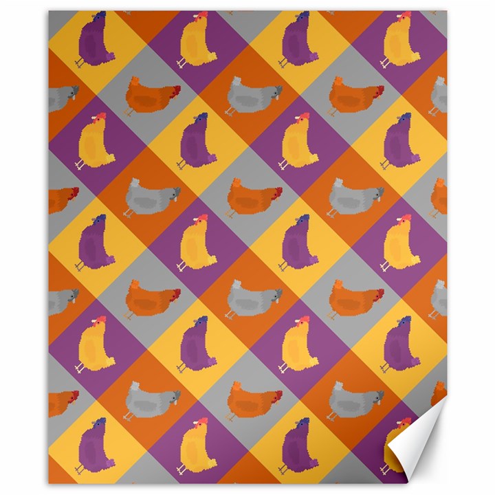 Chickens Pixel Pattern - Version 1b Canvas 8  x 10 