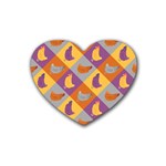 Chickens Pixel Pattern - Version 1b Rubber Coaster (Heart) Front