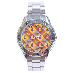 Chickens Pixel Pattern - Version 1b Stainless Steel Analogue Watch by wagnerps