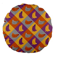 Chickens Pixel Pattern - Version 1b Large 18  Premium Round Cushions by wagnerps