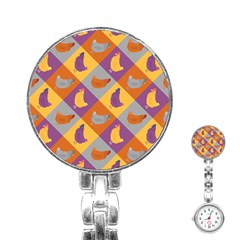 Chickens Pixel Pattern - Version 1b Stainless Steel Nurses Watch by wagnerps