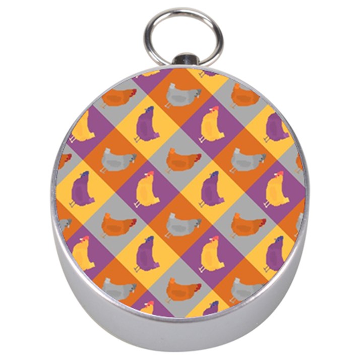 Chickens Pixel Pattern - Version 1b Silver Compasses