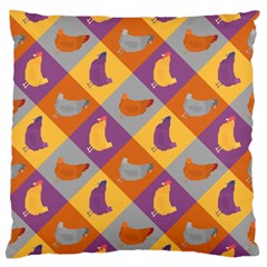 Chickens Pixel Pattern - Version 1b Large Premium Plush Fleece Cushion Case (one Side) by wagnerps