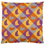 Chickens Pixel Pattern - Version 1b Large Premium Plush Fleece Cushion Case (One Side) Front